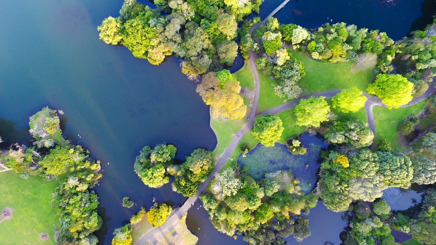 Aerial photo of Auckland lake